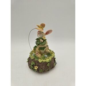Vtg Bunny With Butterfly & Flowers My Favorite Things San Francisco Music Box Co